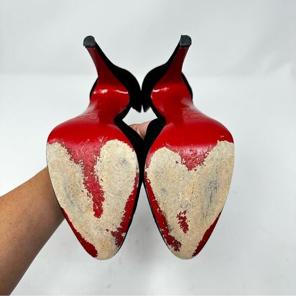 Christian Louboutin Drapiday Black Suede Pumps Size 37 - Picture 10 of 11